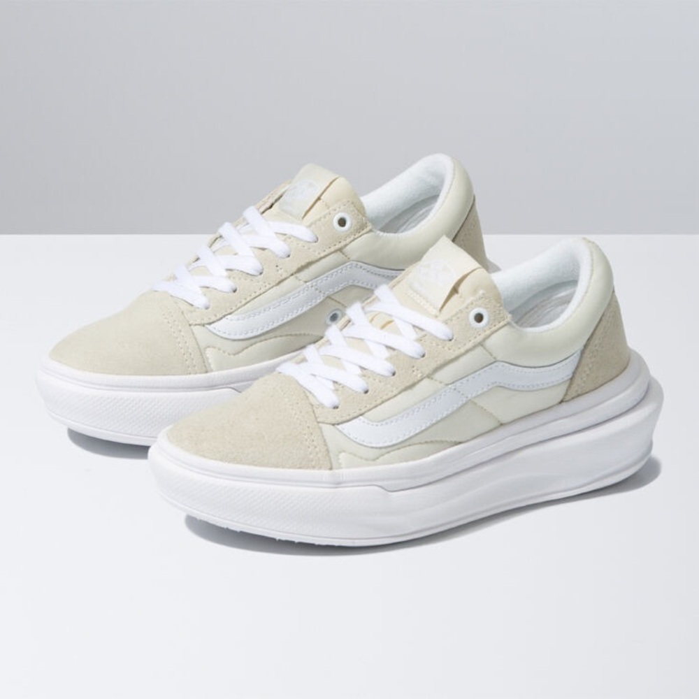 Vans Cream and White Old Skool Platform Sneakers